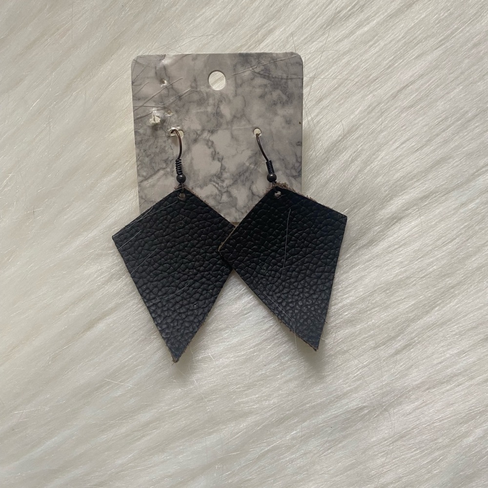 Black Faux Leather Earrings